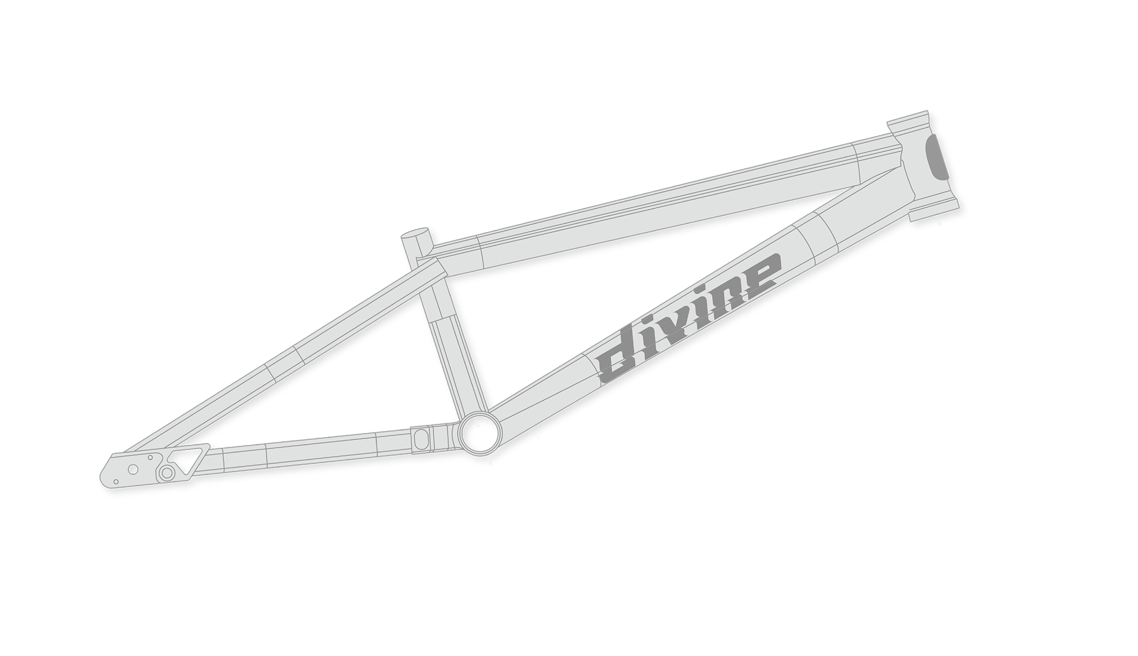 Right side view of the Ascend 1.0 BMX race bike frame showing detailed frame specifications across multiple size options.